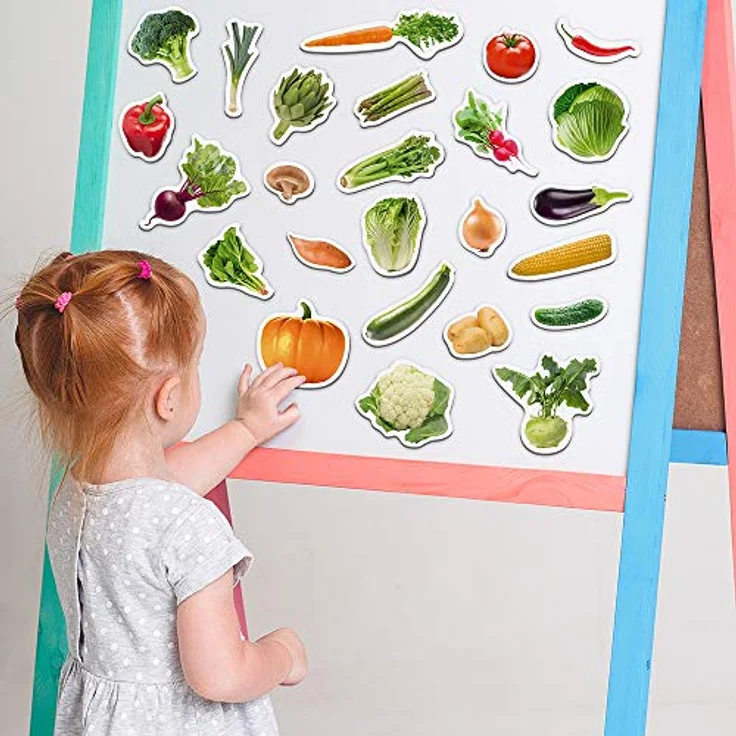 Magdum 50 OBST & BEEREN & GEMÜSE FOTO Magnete Kinder für magnettafel - Magnet spielzeug kinder - Kühlschrankmagnete Kinder - Kühlschrank Magnete set Kinder -Spielzeug ab 3 jahre -Lernspiele ab 3 jahre – Bild 6