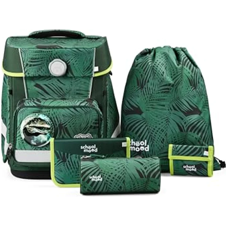 SCHOOL-MOOD Champion Maxx Pro Schulranzen-Set 6-teilig, höhenverstellbar für Grundschule 1.–4. Klasse, 22 L, ca. 1,1 kg, Motiv Daniel (Dinosaurier), Modell 2026 – Bild 1