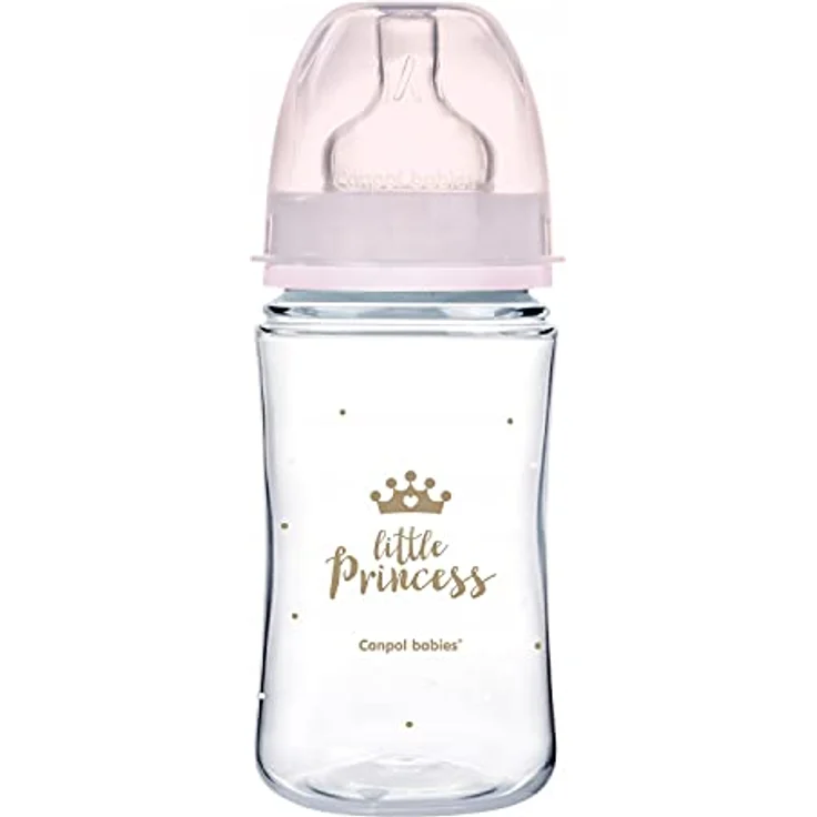 Canpol Babies Royal Baby Babyflasche 3m+ Pink 240 ml, mit weiter Hals und effektivem Entlüftungssystem – Bild 2