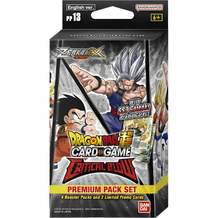 Bandai Namco Games Dragon Ball Super Card Game - Critical Blow Premium Pack Set - 4 Booster Packs mit 24 Karten und 2 Promo PR-Karten, Englisch