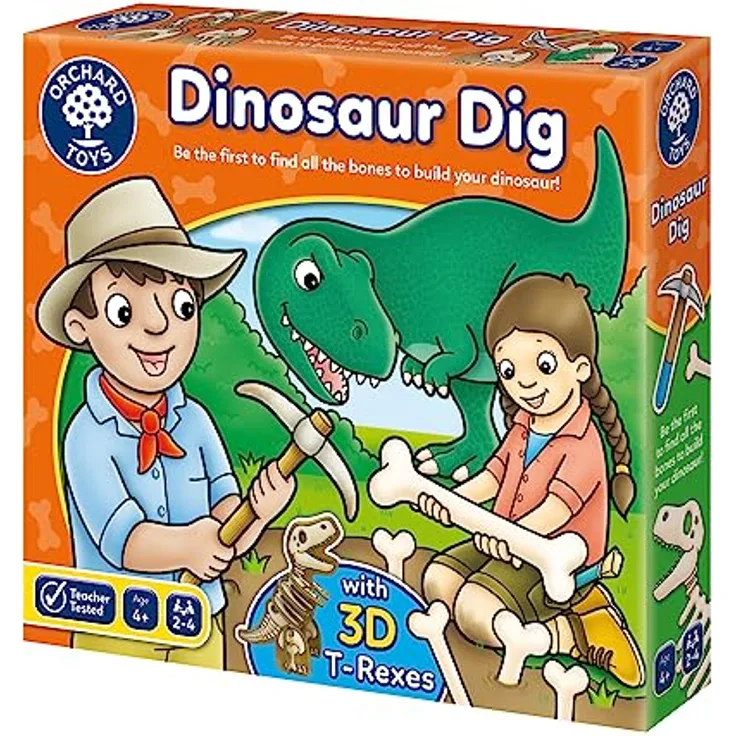 Orchard Dinosaur Dig, 3D-Brettspiel zur Dinosaurierknochen-Suche für Kinder ab 4 Jahren