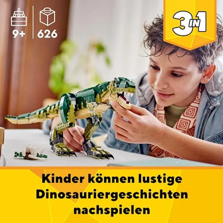 LEGO Creator T.Rex, 3-in-1-Dino zum Umbauen in einen Triceratops oder Pterodaktylus, bewegliches Dinosaurier Modell für Kinder, Geschenk für Jungen und Mädchen 31151 – Bild 2