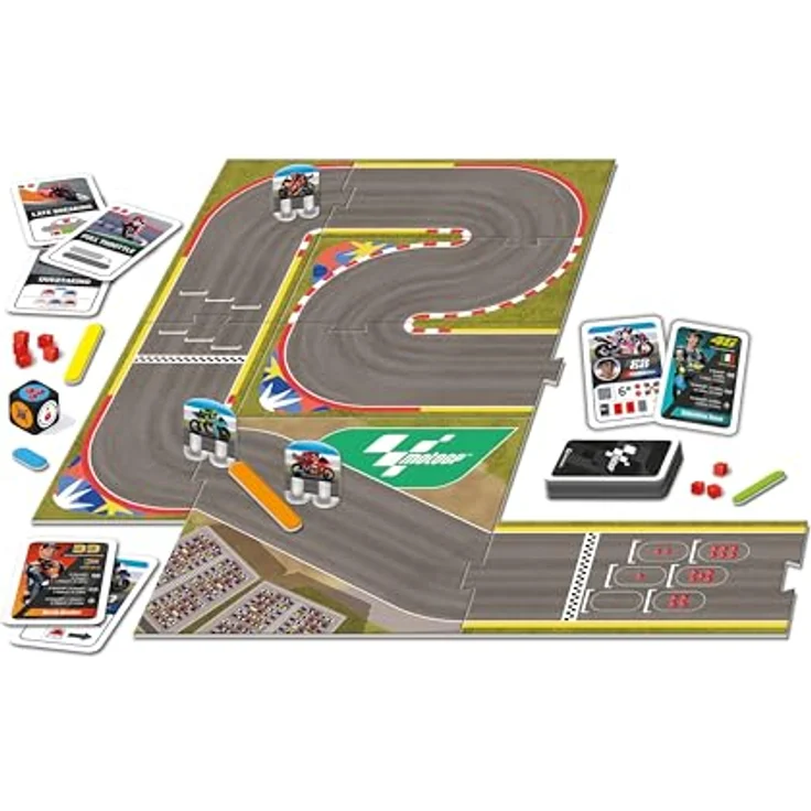 Clementoni Moto GP Tischspiel, Brettspiel für 2-6 Spieler, mit 12 offiziellen Strecken, Made in Italy, italienische Farben, Artikelnummer 16790 – Bild 2