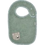 Sterntaler Lätzchen Katze Lilly, saugfähiges Baby Lätzchen aus Baumwolle mit Druckknopfverschluss, steingrün