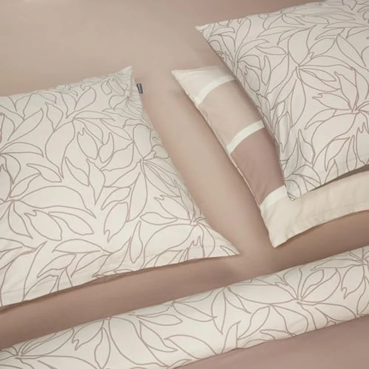 Schiesser Bettwäscheset Brody | Feinbiber | 100% Baumwolle aus nachhaltiger Produktion | 135x200cm + 80x80cm | Taupe – Bild 3