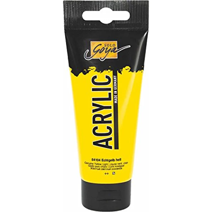 KREUL Solo Goya Acrylic, 100 ml Tube in echtgelb hell, wasserbasierte Acrylfarbe, schnell matt trocknend, gut deckend, vielseitig einsetzbar – Bild 1