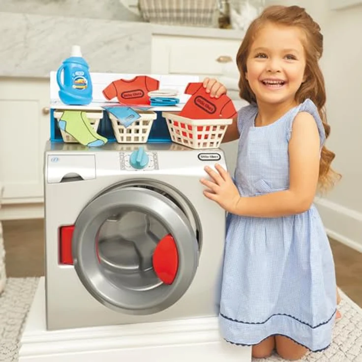 Little Tikes Washer Dryer, Spielzeug-Waschtrockner im Vintage-Stil mit realistischen Geräuschen und 7 Zubehörteilen, für Kinder ab 2 Jahren – Bild 3