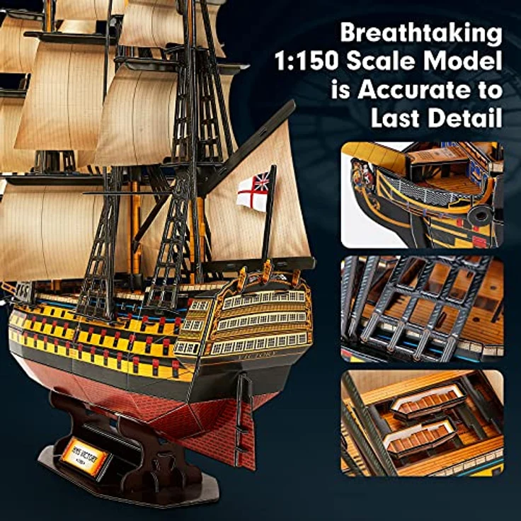 3D Puzzles große HMS Victory Segelschiff Modellbausatz Schiff Segelboot Modell Kits, Segelboot Schiffsset für Erwachsene für Erwachsene und Jugendliche Spielzeug, 189 Stück – Bild 5