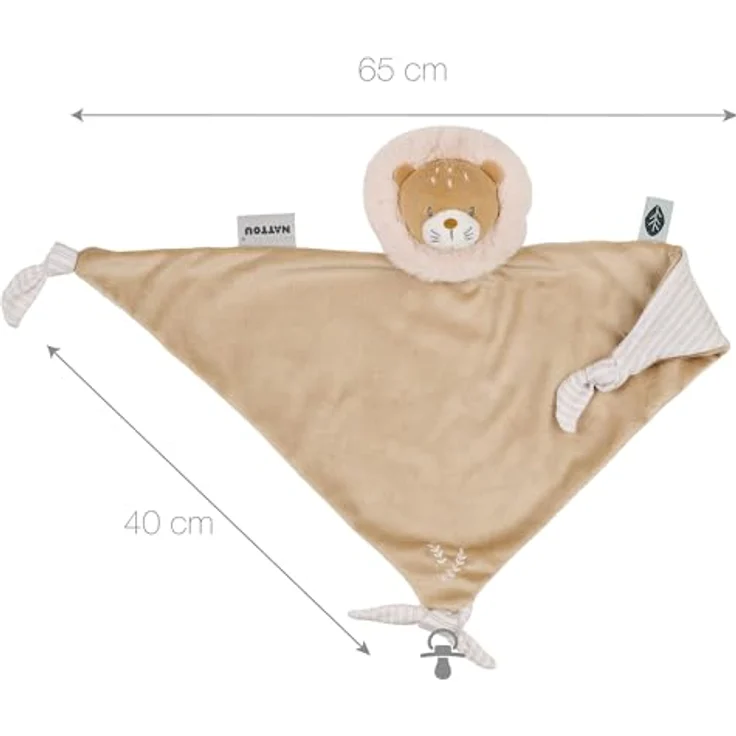 Nattou Großes Schnuffeltuch Löwe Ernest Braun, Wegbegleiter ab der Geburt, 100% Polyester, Ca. 62 cm – Bild 3