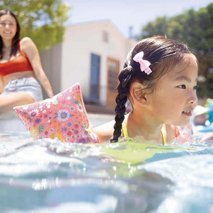 Intex 56669 Schwimmflügel für Kinder, 3-6 Jahre, 23 x 15 cm, robustes Vinyl, 2 Luftkammern, Blumenmuster für Pool und Strand – Bild 3