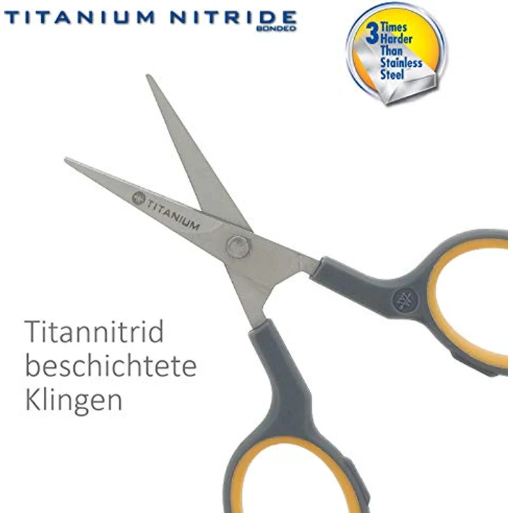 ACME - Titanium Super Schere 10 cm lang softgrip Silhouettenschere grau gelb - Preisvergleich – Bild 5