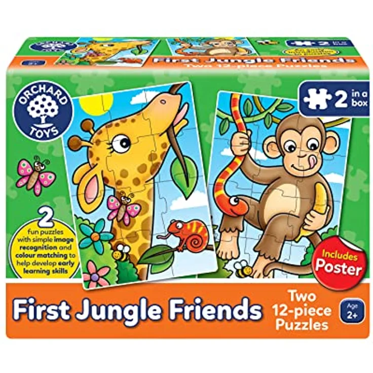 Orchard First Jungle Friends Puzzle-Set, abwischbare Teile zur Förderung der Motorik, geeignet ab 24 Monaten