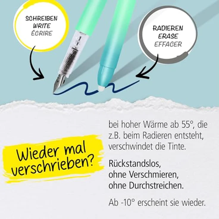 Online Pen Füllhalter magiXX Turquoise Dreams, radierbar mit ergonomischem Griffstück und recyclebaren Patronen – Bild 5