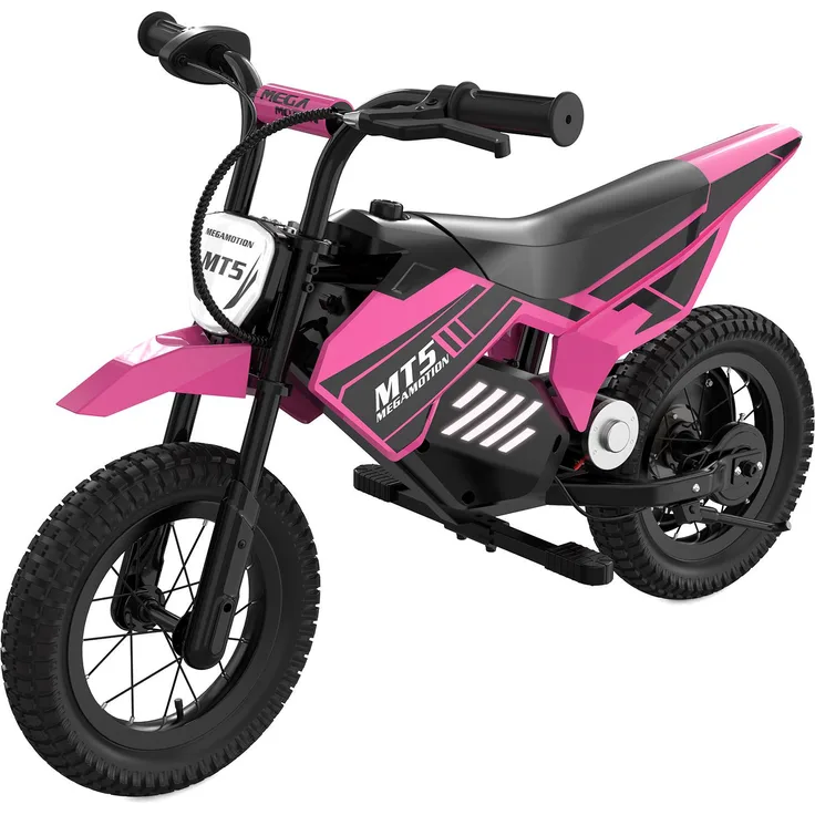 MEGA MOTION MT5 Elektro Motorrad Kinder, 12 Zoll Luftreifen, 150 W, Höchstgeschwindigkeit 16 km/h, Reichweite 10 km, 2 Geschwindigkeitsmodi, für 6-12 Jahre