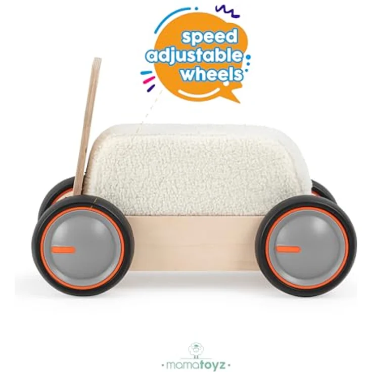 Mamatoyz 03DSBE DriveMe Soft Bear Vierrad-Aufsitz-Gehwagen aus Holz, ziehbarer 3-in-1-Spielzeughalter für Kinder mit weichem, abnehmbarem Schwammsitz – Bild 5