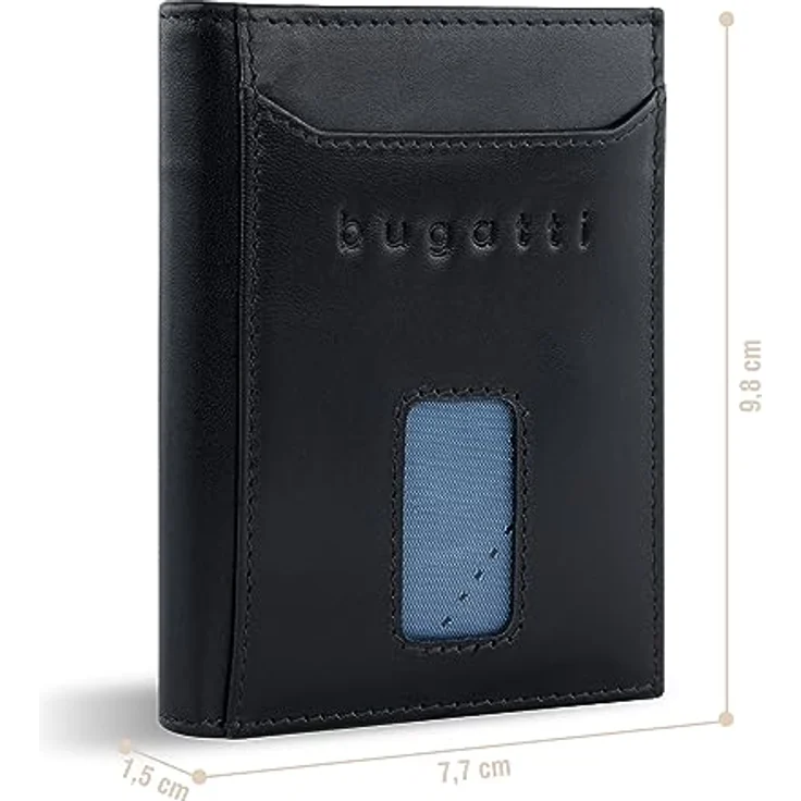 bugatti Secure Slim Mini Börse aus Leder mit RFID-Schutz, Slim Wallet, Kartenetui, schwarz – Bild 2