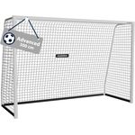 HUDORA Fußballtor Advanced 240 - Standfestes Fußball-Trainingstor für Kinder, Jugendliche & Erwachsene - Outdoor-Fußball-Tor für Garten mit engmaschigem Netz, grau