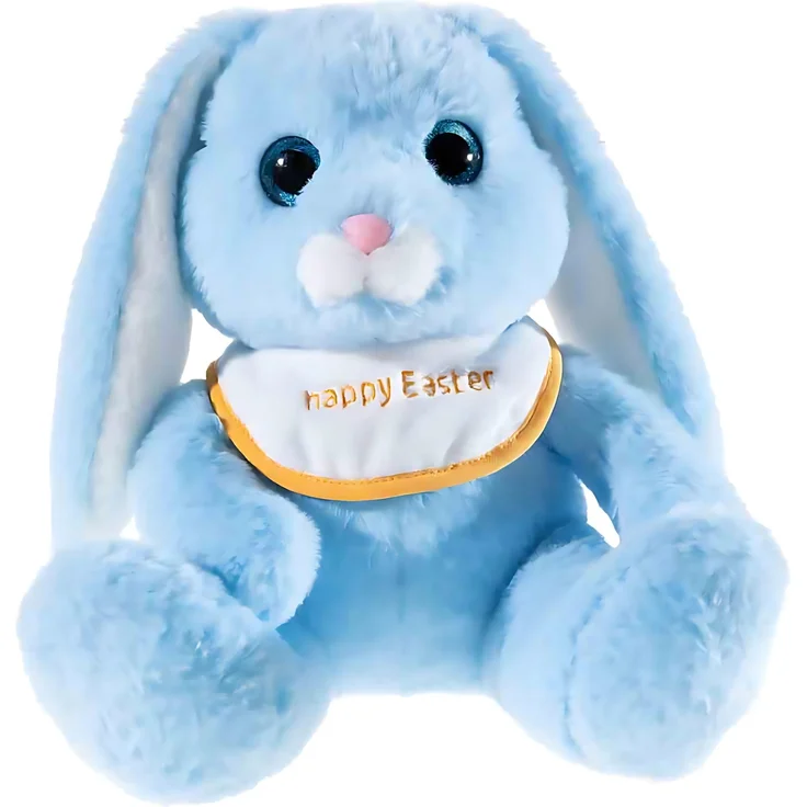 Heunec HASE Milchschnute, Kuscheltier mit Lätzchen "Frohe Ostern", blau/weiß, Größe 25 cm