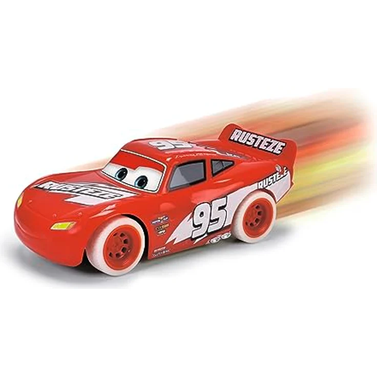 Jada Toys - RC Turbo Racer Lightning McQueen (17 cm) aus Disney Pixars Cars - ferngesteuertes Auto ab 4 Jahre, leuchtet im Dunkeln, Spielzeugauto für Kinder mit 2-Kanal-Fernbedienung (2,4 GHz) – Bild 2