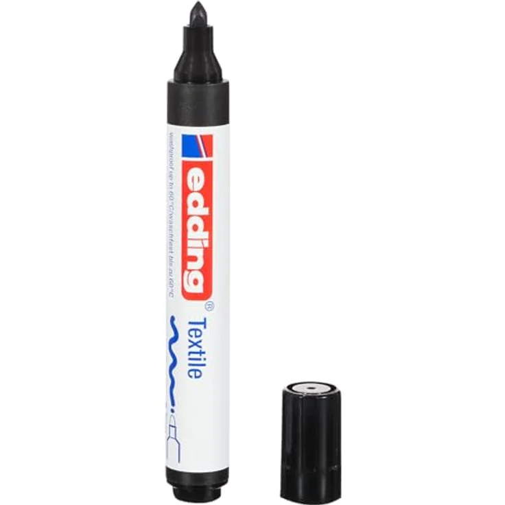 edding 4500 Textilmarker - schwarz - 1 Stift - Rundspitze 2-3 mm - Textilstifte waschmaschinenfest (60 °C) zum Stoff bemalen - Stoffmalstift – Bild 4