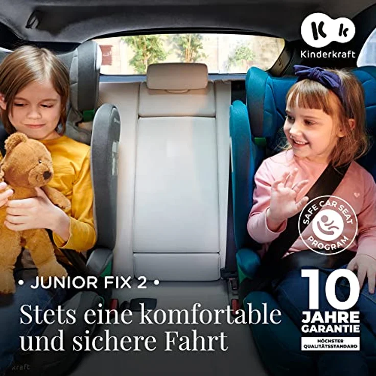 Kinderkraft JUNIOR FIX 2 i-Size, Kindersitz für 3,5 bis 12 Jahre (100–150 cm), inkl. Isofix, H-GUARD und SIDE PROTECT, Cherry Pearl – Bild 2