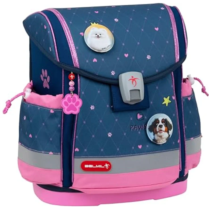 Belmil Classy Plus Schulranzen Set 5-teilig mit Brustgurt, ergonomisch, wasserabweisend, Hearts, für 1. - 3. Klasse, 19 L – Bild 5
