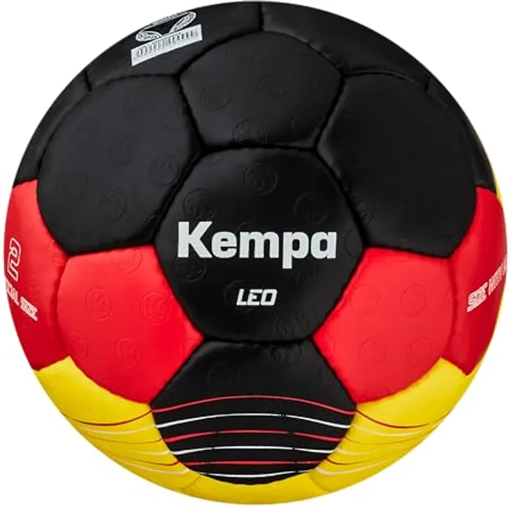Kempa Leo Handball für Kinder und Erwachsene, 3, schwarz, rot, Gold - Profi- und Trainingsball mit Kempa-Prägung 