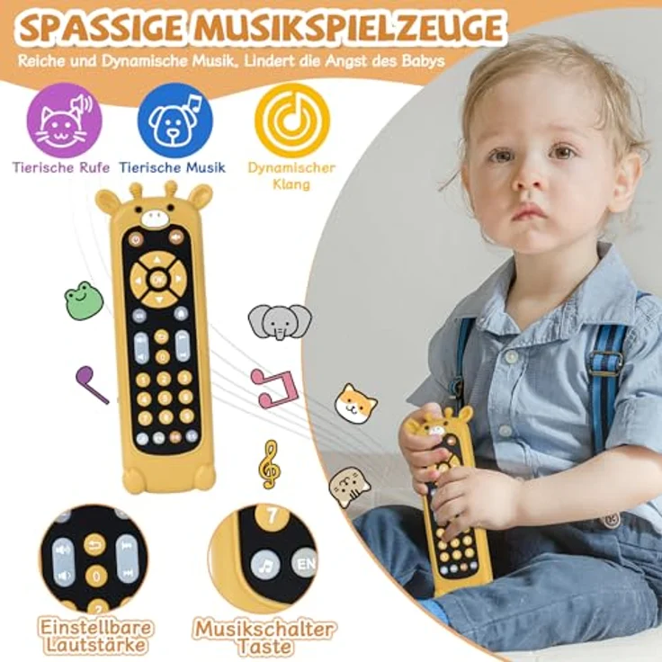 Orzbow Baby Spielzeug, Einstellbare Lautstärke Musikspielzeug mit Fernbedienung, Montessori Spielzeug für Babys ab 6 Monaten, Klassisch Schwarz – Bild 3