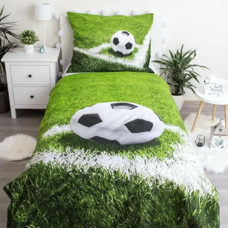 Jerry Fabrics Bettwäsche Fußball, Fußballmotiv Erwachsene, 100% Baumwolle, blau - Preisvergleich – Bild 1