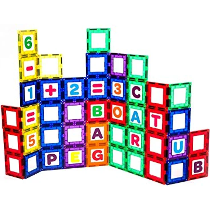 Playmags Magnetischer Baukasten (80 Stück Magnetic Fliesen Gebäude Set)