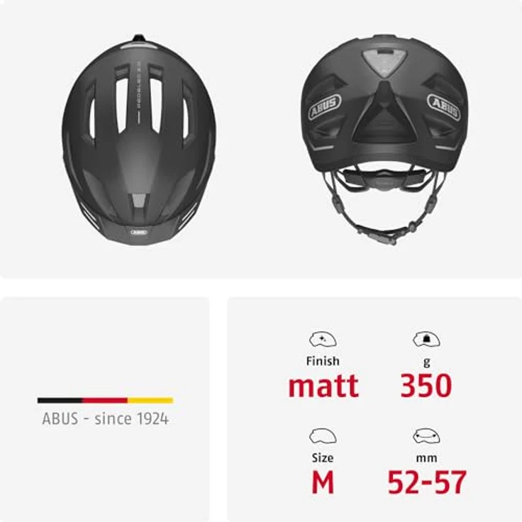ABUS Stadthelm Pedelec 2.0 - Fahrradhelm mit Rücklicht und Regenhaube - für den Stadtverkehr - Damen Herren - Dunkelgrau, Größe M, Dunkelgrau (titan), M (52-57 cm) – Bild 5