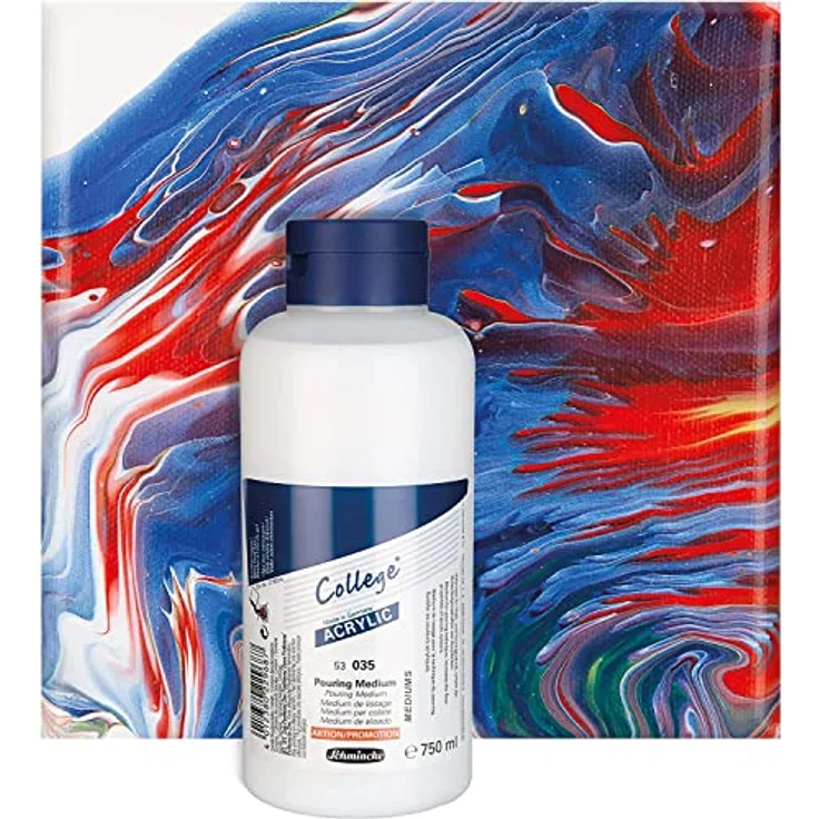 Schmincke College® Pouring Medium, 750 ml, flüssiges Acryl-Hilfsmittel für Pouring Technik und Gießanwendungen, wasserverdünnbar, klar transparent, glänzendes bis seidenmattes Finish – Bild 2