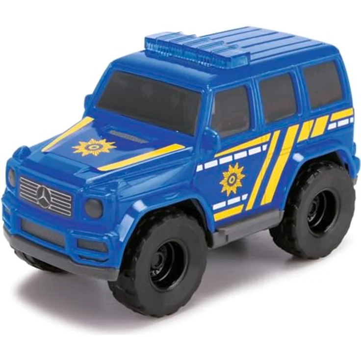 Dickie Toys Micro City Team, Spielset mit Volvo Dump Truck, Bagger, Fendt Traktor, Anhänger, Mercedes G-Klasse Polizei und Antos / Rosenbauer Feuerwehr – Bild 2