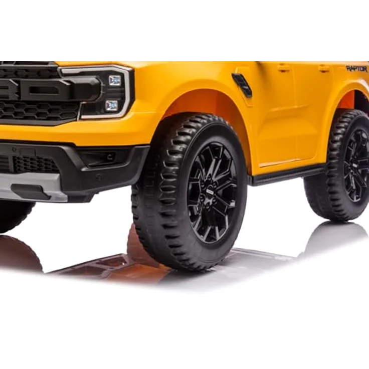 Sun Baby Ford Raptor Kinder Elektroauto, SUV Kinderfahrzeug mit 12V Akku, Fernbedienung, MP3 Sound und LED, gelb, geeignet für 3-6 Jahre – Bild 2