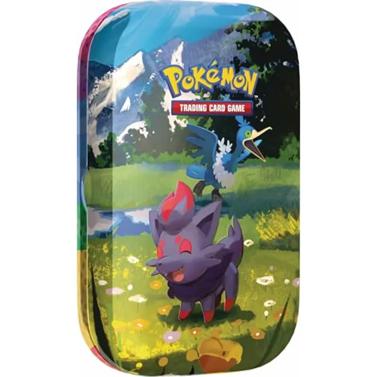 Pokémon Pokémon-Sammelkartenspiel: Mini-Tin-Box Mega-Entwicklung – Erhabene Helden mit Zorua und Urgl, inklusive 1 Stickerbogen, 1 Pokémon-Bildkarte und 2 Boosterpacks