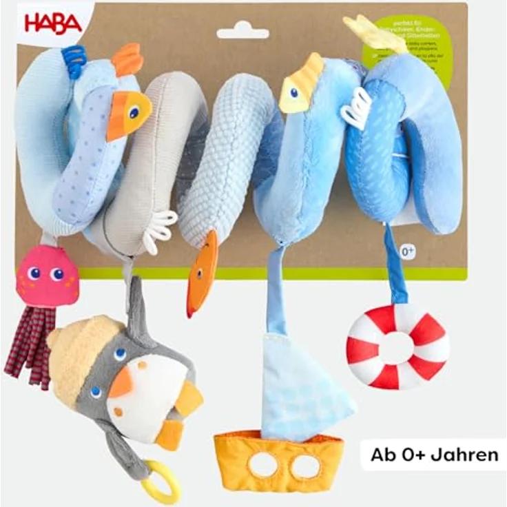Haba Mobile Spirale Pinguin, Baby-Mobile mit Glöckchen, knisternden Stoffen und Spiegelfolie – Bild 5