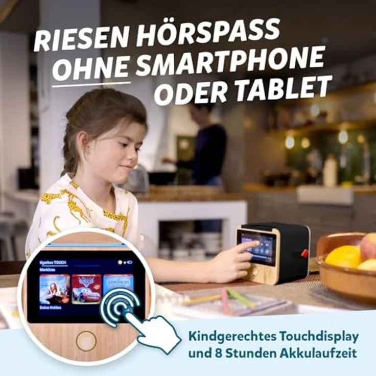 tigermedia tigerbox TOUCH PLUS schwarz | Streaming-Hörbox für Kinder mit Farb-Touchdisplay, Stereo-Klang, Nachtlicht und extra starkem Akku – Bild 4