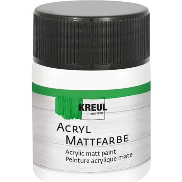 Kreul Acryl Mattfarbe, 50 ml cremig deckend, schnelltrocknend, wasserbasierte Farbe in Weiß – Bild 1