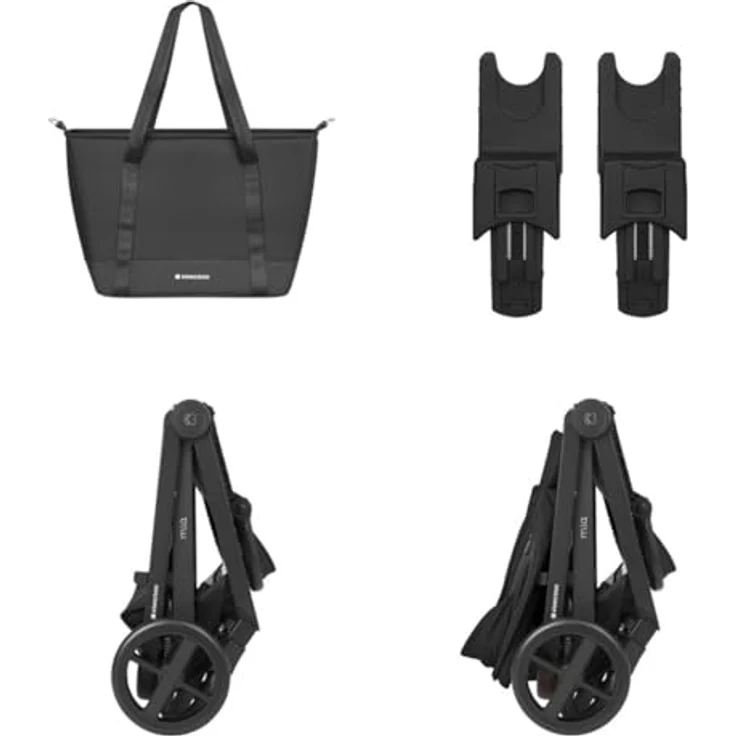 Kikkaboo Kombikinderwagen Mia 3 in 1, 3-in-1 Kinderwagenset mit Babywanne, Babyschale, Wickeltasche, bis 22 kg, Aluminiumrahmen, verstellbare Rückenlehne, abnehmbares Sonnendach, grau – Bild 7