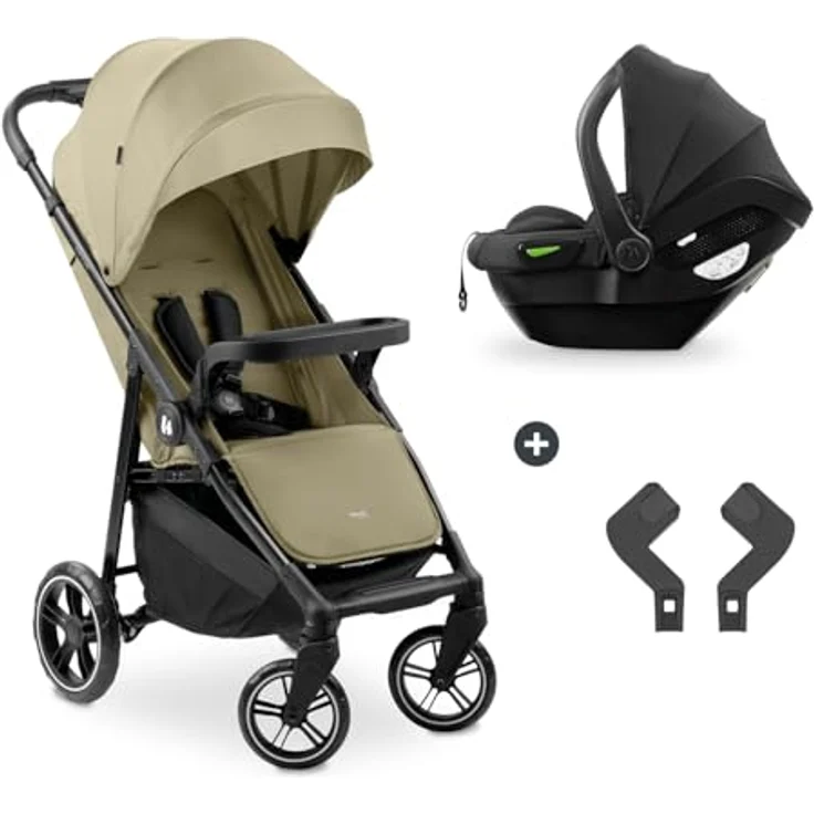 hauck 2in1 Kinderwagen Set Shop N Care Travel Set inkl. Buggy und Babyschale, Liegefunktion, Getränkehalter & Tablett, UV-Schutz 50+ (Olive) – Bild 1