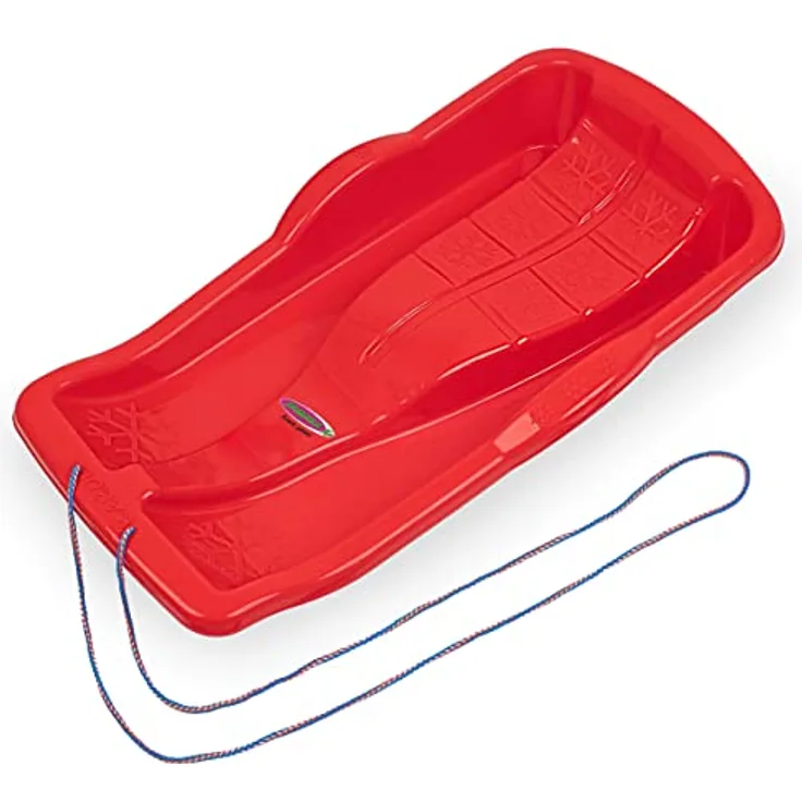 JAMARA 461125 Snow Play Bob Karol 80cm-Schlagzäher Kunststoff, Seil zum Ziehen, Leichtgewicht, unter 1 kg, Aerodynamische Bauweise, rot