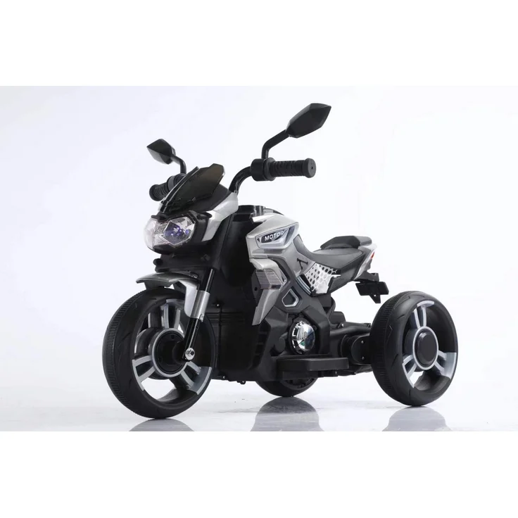 BoGi Elektro-Kindermotorrad 3-Rad, 6V Elektrofahrzeug mit Musik und Licht, grau – stabil und kindgerecht für Fahrspaß ab 2 Jahren