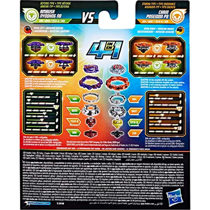 Beyblade Burst QuadStrike Dual Pack, 2 Stück Wettkampfkreisel Ambush Nyddhog N8 und Poseidon P8 – Bild 4