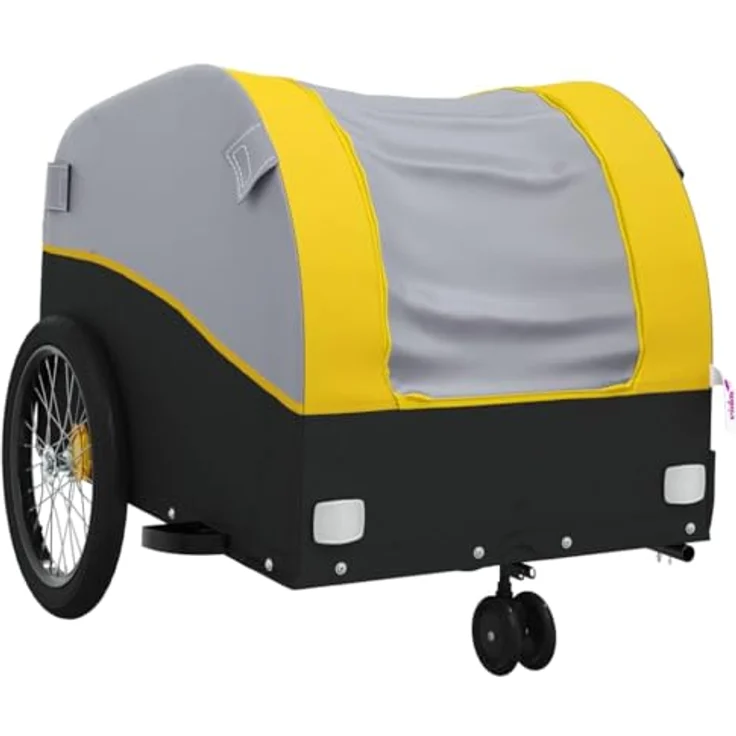 vidaXL Fahrradkinderanhänger Fahrradanhänger Schwarz und Gelb 30 kg Eisen, Robustes Material mit praktischem Design – Bild 4