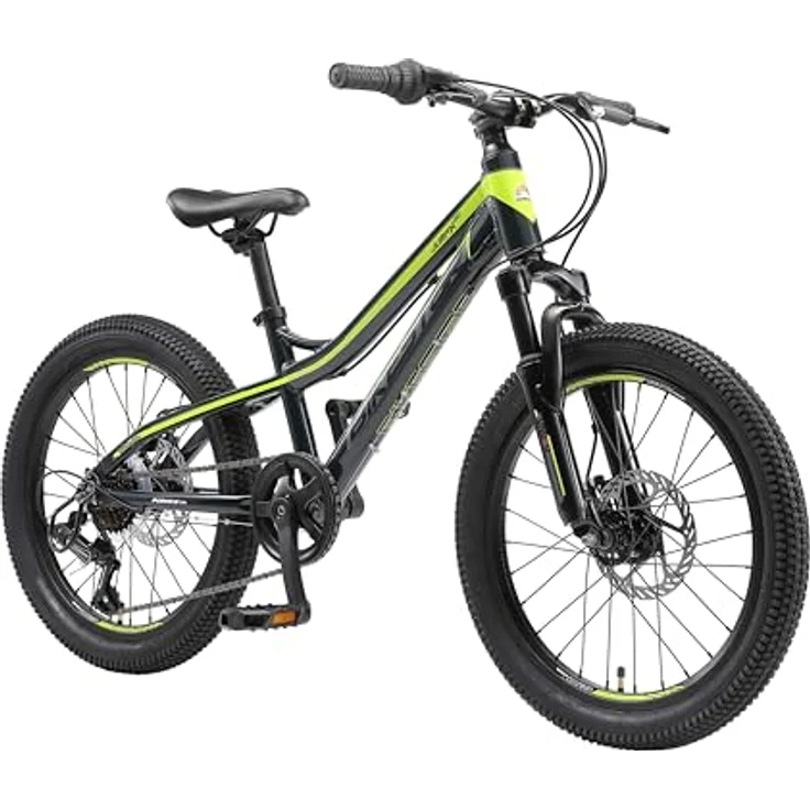 BIKESTAR Alu Mountainbike Jugendfahrrad 20 Zoll ab 6-9 Jahre Hardtail | 7 Gang Shimano Schaltung, Scheibenbremse, Federgabel | Kinder Fahrrad Schwarz Grün | Risikofrei Testen – Bild 2