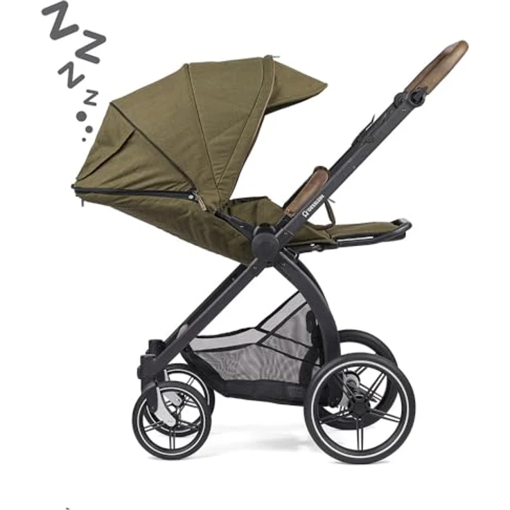 Gesslein Kinderwagen FX4 STYLE, Baby Erstausstattung (leichtes Kinderwagen Set mit Liege- und Sitzoption, individuell einstellbar, hoher Komfort, Fünf-Punkt-Sicherheitsgurt, Kinderwagen 3 in 1), Moos – Bild 3