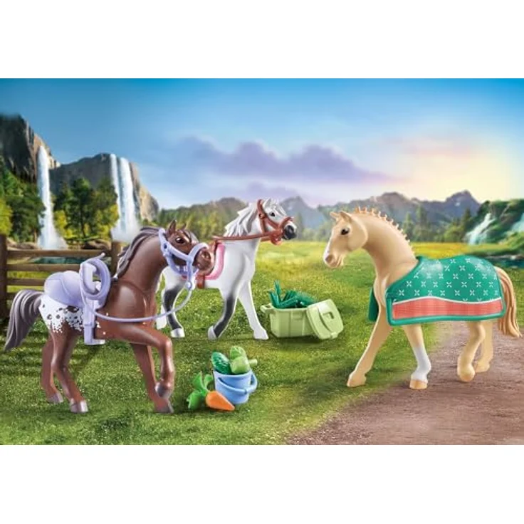 PLAYMOBIL Horses of Waterfall 71356 3 Pferde: Morgan, Quarter Horse & Shagya Araber, Tierisches Trio für spannende Reitabenteuer, nachhaltiges Spielzeug für Kinder ab 5 Jahren – Bild 4