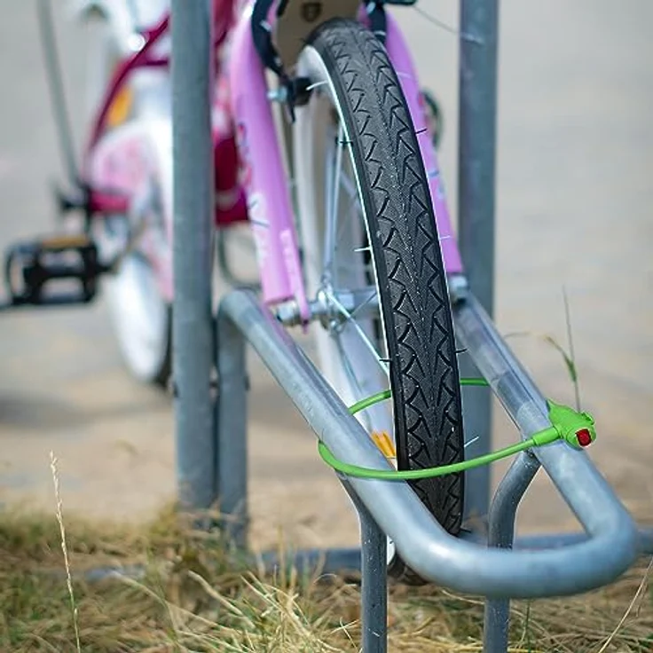 relaxdays Kabelschloss für Kinder, Fahrradschloss in Grün, 70 cm lang, mit Schlüssel und wetterfester Ummantelung – Bild 2