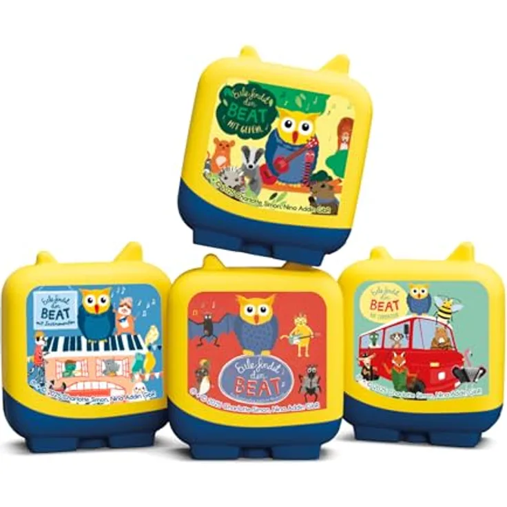 tonies Eule findet den Beat – Die große Sammler-Edition, 4 Hörspiel-Alben (Musikwelt, Europatour, Instrumente & Gefühl), ab 5 Jahren, ca. 266 Min.