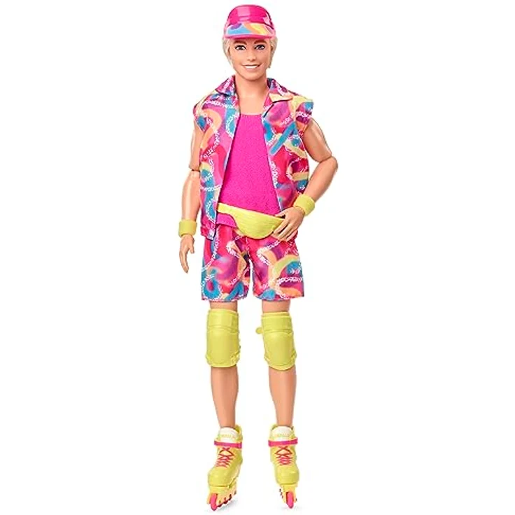 BARBIE THE MOVIE Ken - Sammelpuppe im Neon-Outfit, Skating-Look, Retro-Muster, Impala-Inlineskates, Verpackung mit Spielfilm-Motiven, für Kinder ab 3 Jahren, HRF28 – Bild 1